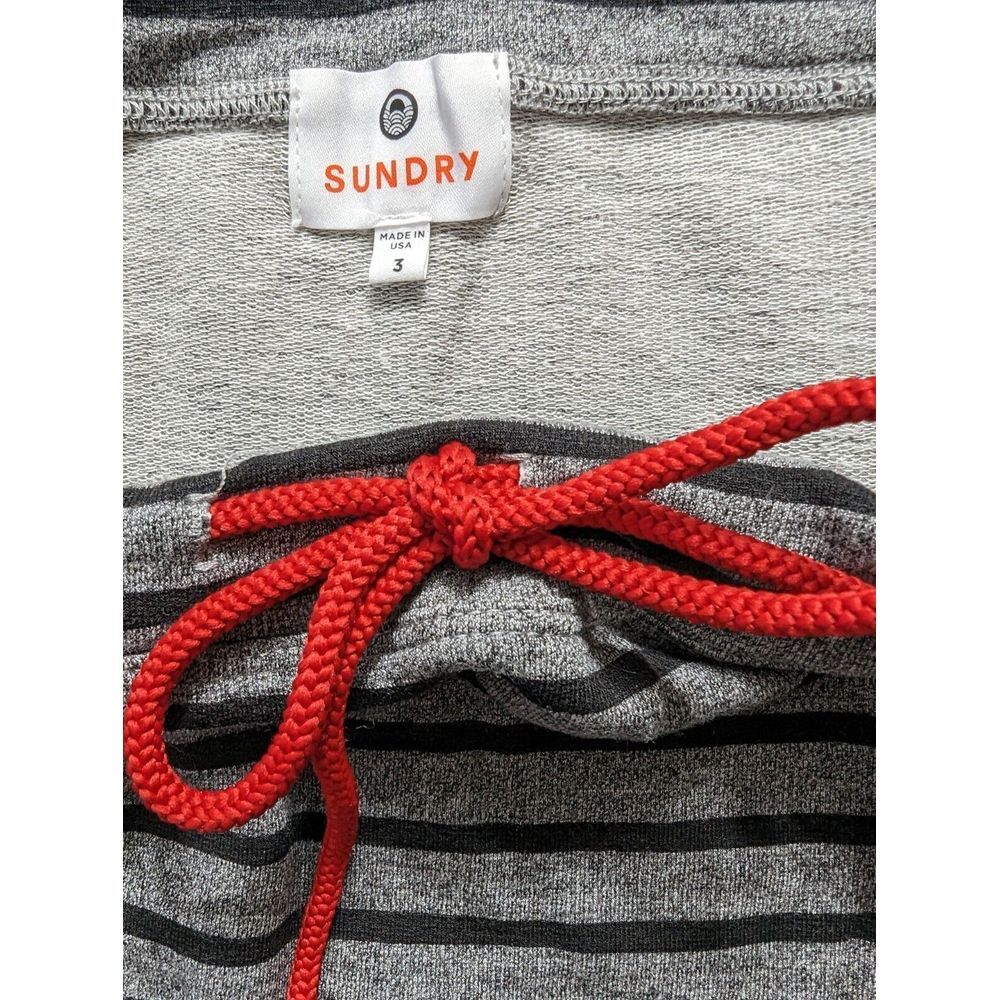 Sundry Pull On Drawstring Skirt Women's Size 3 Gray Striped - Picture 4 of 11